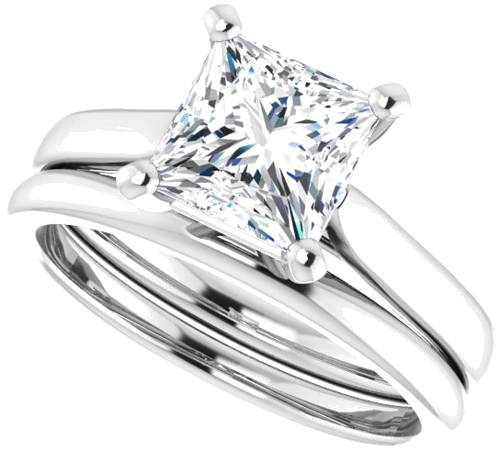 Platinum 6.5 mm Square Engagement Ring Mounting (10)