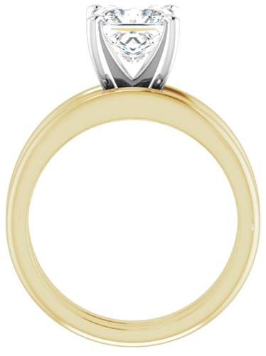 14K Yellow   White  6.5x6.5 mm Square Solitaire Engagement Ring Mounting (7)