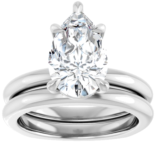 Sužadėtuvių Žiedas „Claw-Prong Euro Shank“ 14k white gold Pear 12mm x 7.5mm (8)