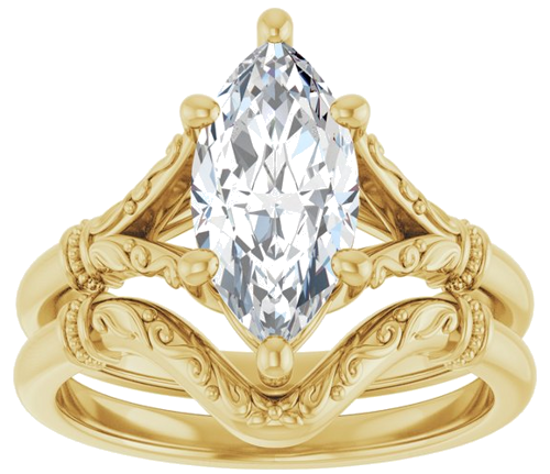 Sužadėtuvių Žiedas „Sculptural“ 10k yellow gold Marquise 12mm x 6mm (8)