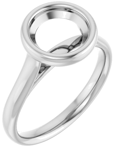 14K White  8 mm Round Solitaire Engagement Ring Mounting (1)