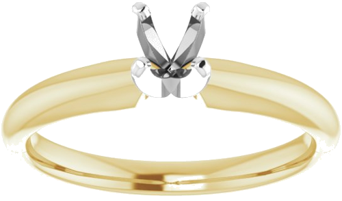 14K Yellow   White 4-4.1 mm Round 4-Prong Solitaire Ring Mounting (3)