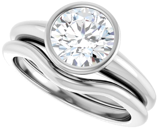 Sužadėtuvių Žiedas „Bezel-Set Solitaire“ 14k white gold Round 7.4mm (10)