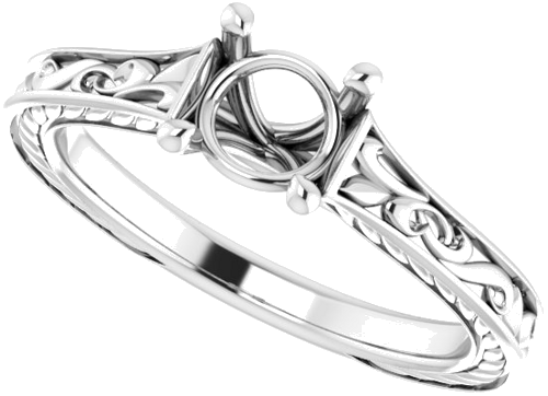 Sužadėtuvių Žiedas „Solitaire Scroll“ 14k white gold Round 5.8mm (5)