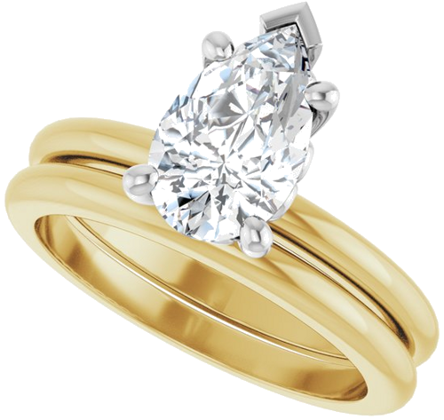 Sužadėtuvių Žiedas „Solitaire“ 14k yellow/white gold Pear 10mm x 6mm (10)