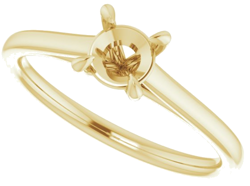 14K Yellow  5.2 mm Round Solitaire Engagement Ring Mounting (5)