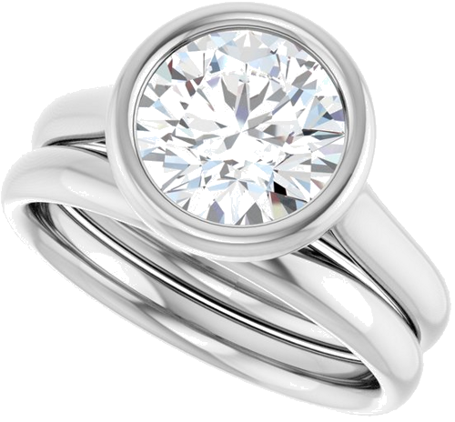 Sužadėtuvių Žiedas „Bezel-Set Solitaire“ 950 Platinos Round 8.2mm (8)