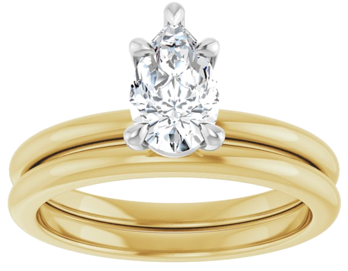 Sužadėtuvių Žiedas „Claw-Prong“ 14k yellow/white gold Pear 8mm x 5mm (8)