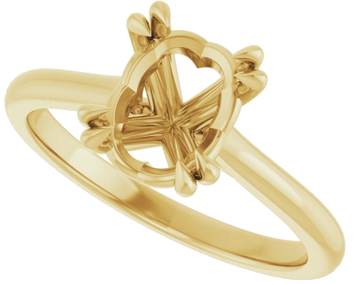 14K Yellow 9x7 mm Oval Solitaire Engagement Ring Mounting (5)