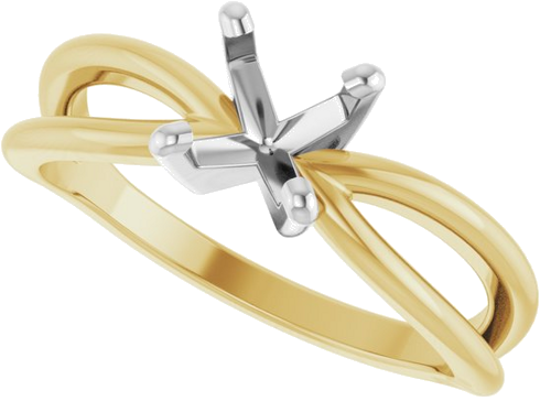 14K Yellow White 6.5 mm Round Split Shank Engagement Ring Mounting (5)