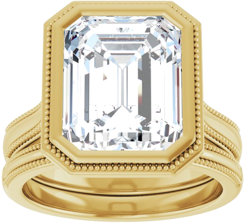 Sužadėtuvių Žiedas „Bezel-Set Solitaire“ 10k yellow gold Emerald 11mm x 9mm (8)