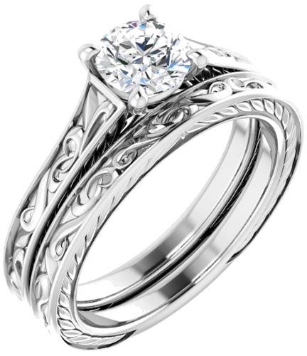 Sužadėtuvių Žiedas „Solitaire Scroll“ 14k white gold Round 5.8mm (6)