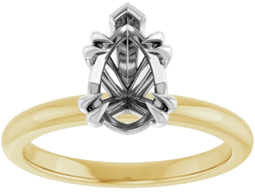 Sužadėtuvių Žiedas „Double Claw-Prong“ 14k yellow/white gold Pear 9mm x 6mm (3)