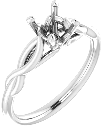 14K White  6 mm Round Solitaire Engagement Ring Mounting (1)