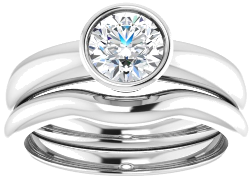 Sužadėtuvių Žiedas „Bezel-Set Solitaire“ 585 Baltojo Aukso Round 5.8mm (8)