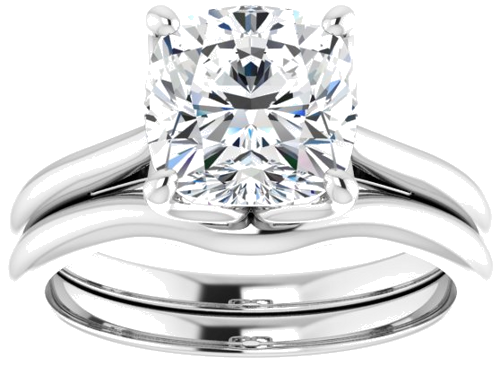 14K White  8 mm Cushion Solitaire Engagement Ring Mounting (8)