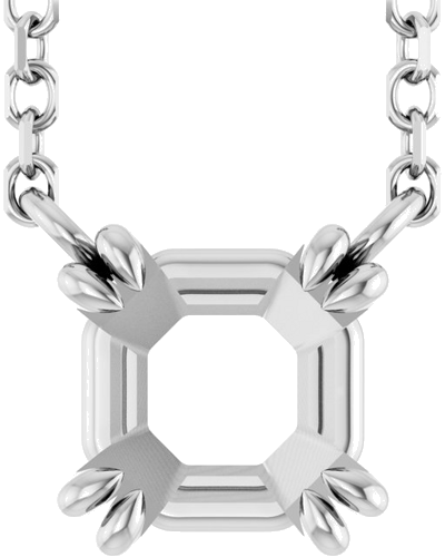 Pakabukas „Solitaire“ 14k white gold Asscher 5mm (1)