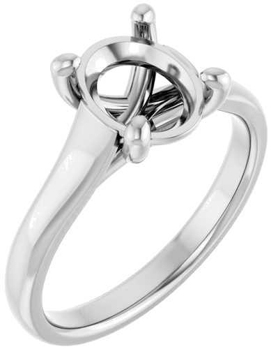 Sužadėtuvių Žiedas „Solitaire“ 585 Baltojo Aukso Oval 9mm x 7mm (1)