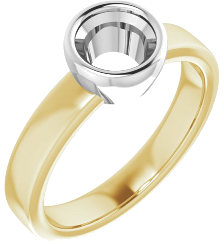 14K Yellow White 6 mm Round Solitaire Engagement Ring Mounting (1)