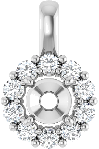 Pakabukas „Halo-Style“ 14k white gold Round 4.8mm (1)