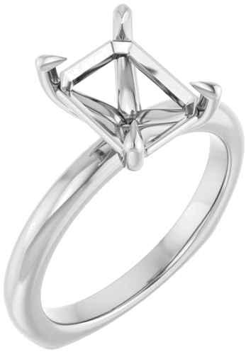 Sužadėtuvių Žiedas „Claw-Prong Euro Shank“ 14k white gold Emerald 9mm x 7mm (1)