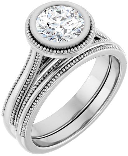 Sužadėtuvių Žiedas „Bezel-Set Solitaire“ 18k white gold Round 6.5mm (6)