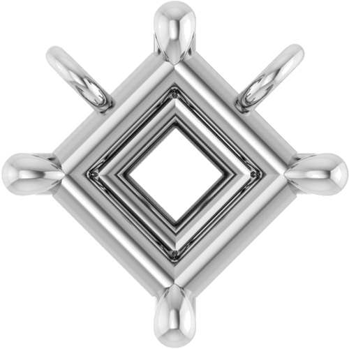 Pakabukas „Solitaire Claw-Prong“ 14k white gold Square 5.5mm (1)