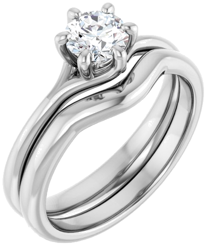 14K White 5.2 mm Round Engagement Ring Mounting (6)