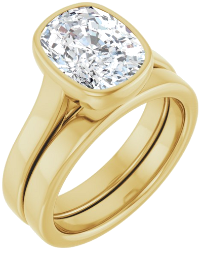 Sužadėtuvių Žiedas „Bezel-Set Solitaire“ 14k yellow gold Elongated Cushion 10mm x 8mm (6)