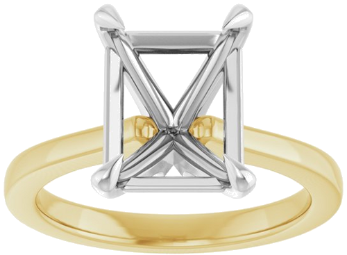 Sužadėtuvių Žiedas „Claw-Prong“ 14k yellow/white gold Emerald 10mm x 8mm (3)