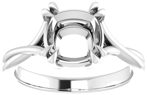14K White 8 mm Cushion Solitaire Engagement Ring Mounting (3)