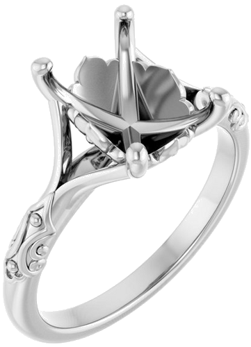 Sužadėtuvių Žiedas „Solitaire Sculptural“ 14k white gold Emerald 9mm x 7mm (1)