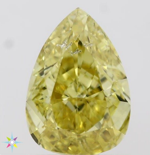 1.0 carat Fancy Vivid  Yellow-SI2 Natūralus Pear Deimantas (1)