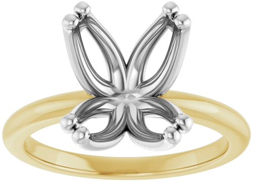 Sužadėtuvių Žiedas „Twin-Prong Octet® Solitaire“ 14k yellow/white gold Elongated Cushion 11mm x 9mm (3)