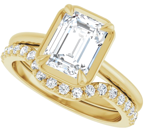 Sužadėtuvių Žiedas „Claw-Prong Solitaire Bezel-Style“ 14k yellow gold Emerald 8mm x 6mm (10)