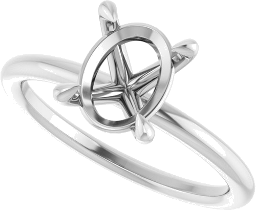 Sužadėtuvių Žiedas „Claw-Prong Solitaire“ 14k white gold Oval 9mm x 7mm (5)