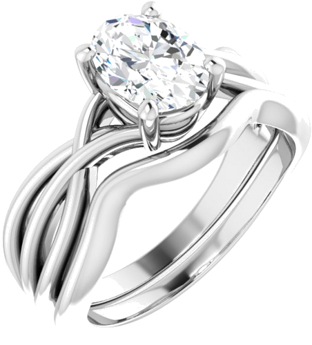 Sužadėtuvių Žiedas „Solitaire“ 14k white gold Oval 8mm x 6mm (6)