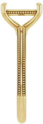 Sužadėtuvių Žiedas „Solitaire Milgrain“ 14k yellow gold Elongated Cushion 9mm x 7mm (4)