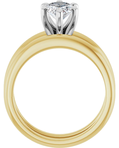 Sužadėtuvių Žiedas 10k yellow/white gold Marquise 12mm x 6mm (7)