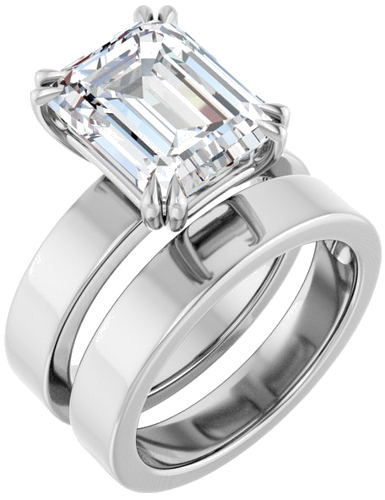 Sužadėtuvių Žiedas „Double Claw-Prong Solitaire“ 14k white gold Emerald 11mm x 9mm (6)