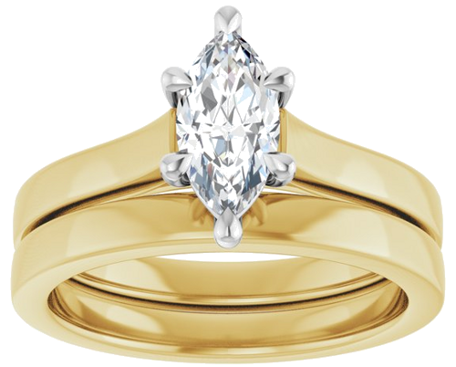 Sužadėtuvių Žiedas „Claw-Prong“ 14k yellow/white gold Marquise 9mm x 4.5mm (8)