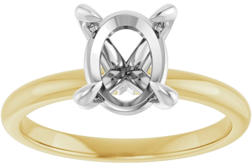 Sužadėtuvių Žiedas „Solitaire“ 14k yellow/white gold Oval 9mm x 7mm (3)