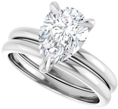 14K White  10x7 mm Pear Solitaire Engagement Ring Mounting (10)