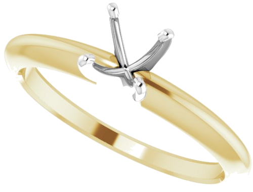 14K Yellow   White 5-5.3 mm Round 4-Prong Comfort-fit Solitaire Ring Mounting (5)