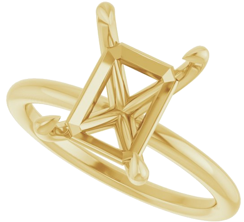 Sužadėtuvių Žiedas „Claw-Prong Solitaire“ 14k yellow gold Emerald 10mm x 8mm (5)