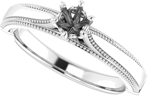 Sužadėtuvių Žiedas „Solitaire“ 14k white gold Round 4.1mm (5)