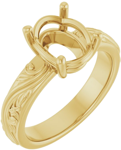 Sužadėtuvių Žiedas „Solitaire Sculptural“ 14k yellow gold Oval 10mm x 8mm (1)