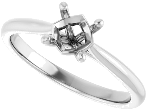 14K White 5.8 mm Round Solitaire Engagement Ring Mounting (5)