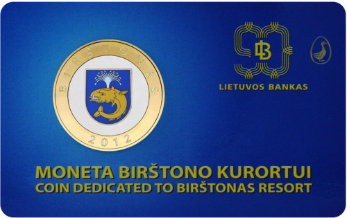 2012 Lithuania Resorts 2 Litas Colored Commemorative Proof Coins on a Card (3)