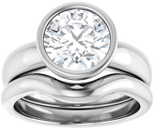 Sužadėtuvių Žiedas „Bezel-Set Solitaire“ 14k white gold Round 8.2mm (8)